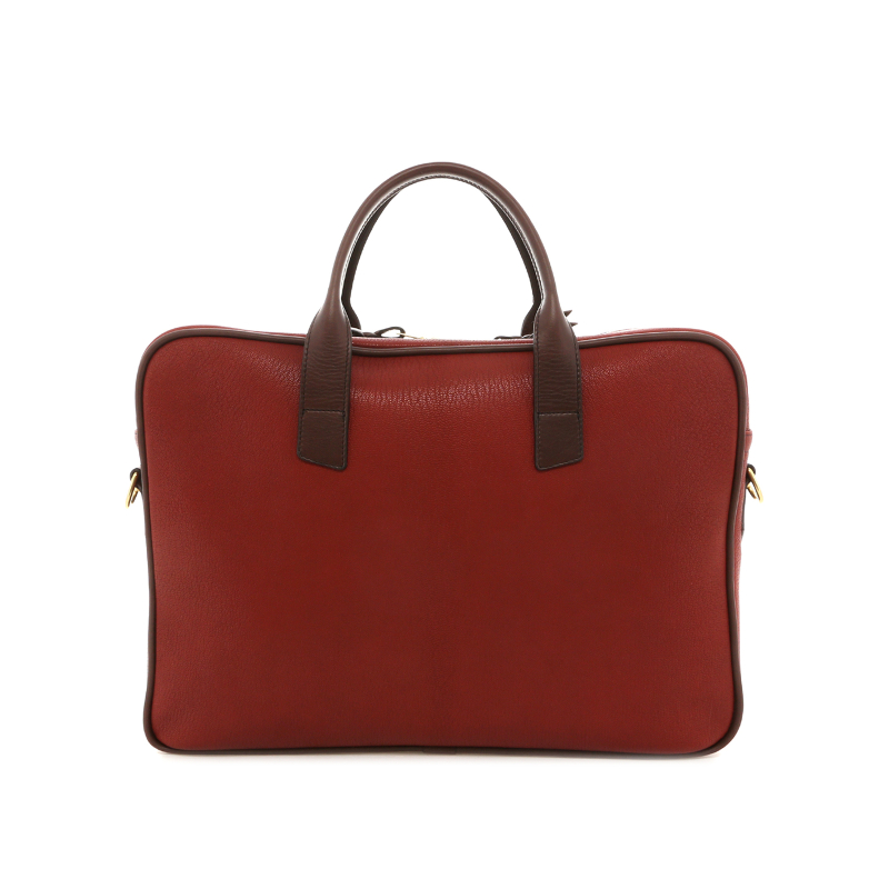 Computer Briefcase - Berry/Chocolate - Goatskin in 