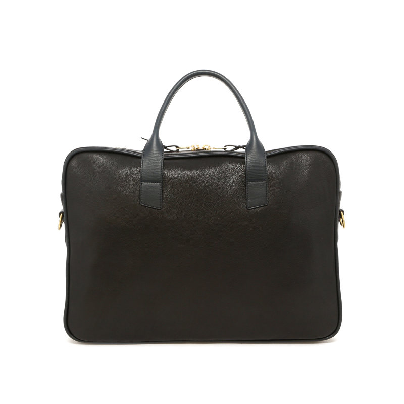 Computer Briefcase - Raven/English Blue - Tumbled Leather in 