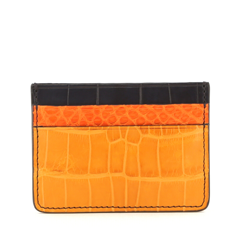 Double Card Case - Buttercup-Orange-Navy - Alligator in 