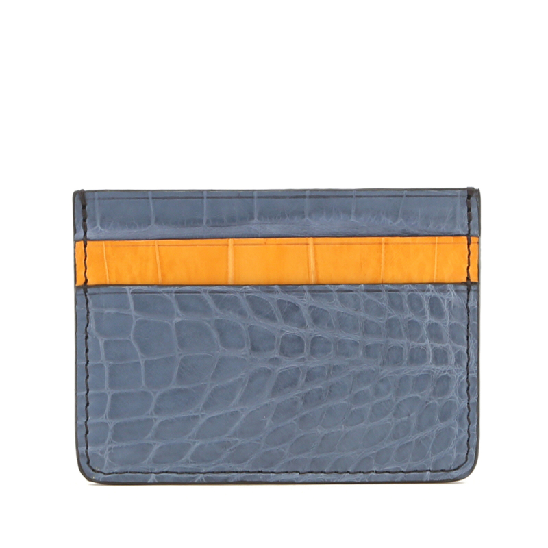 Double Card Case - Denim-Buttercup - Alligator in 