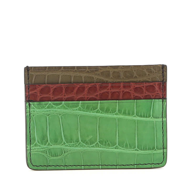 Double Card Case - Kelly Green-Bordeaux-Loden Green in 