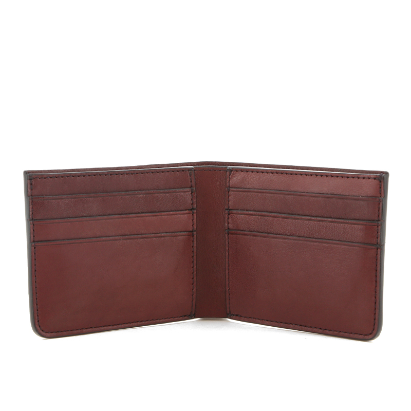Bifold Wallet - Black Alligator / Burgundy Tumbled Leather in 