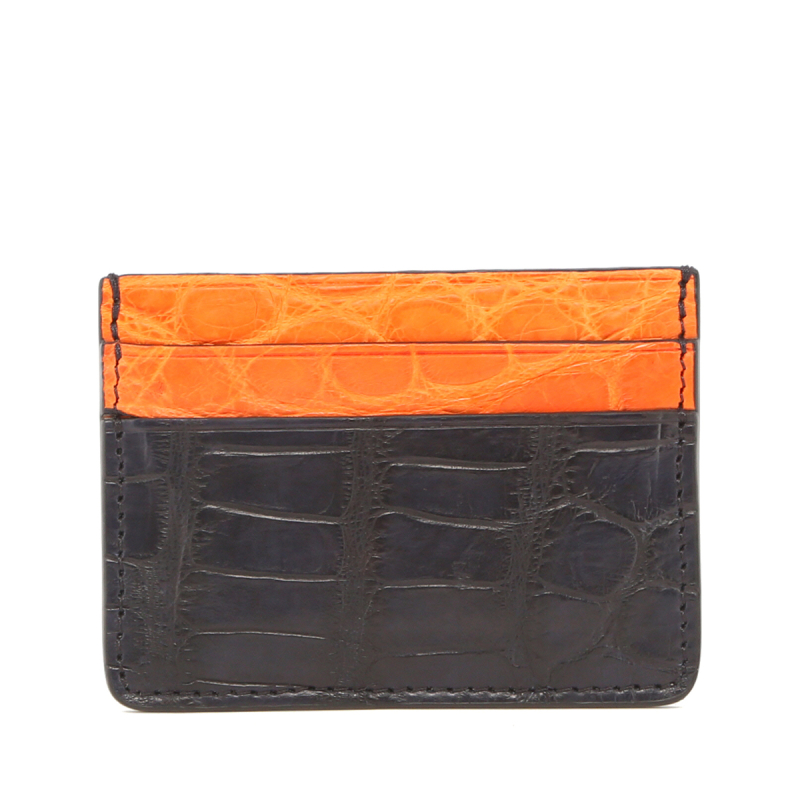 Double Card Case - Navy-Orange - Alligator in 