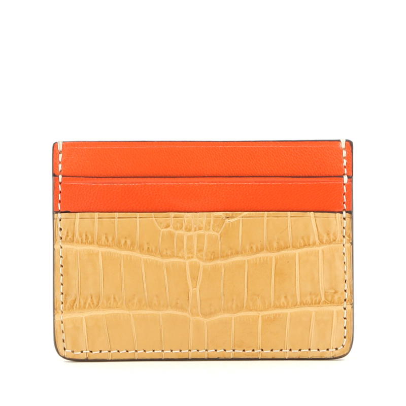 Double Card Case - Saddle Alligator / Orangeade Calf in 
