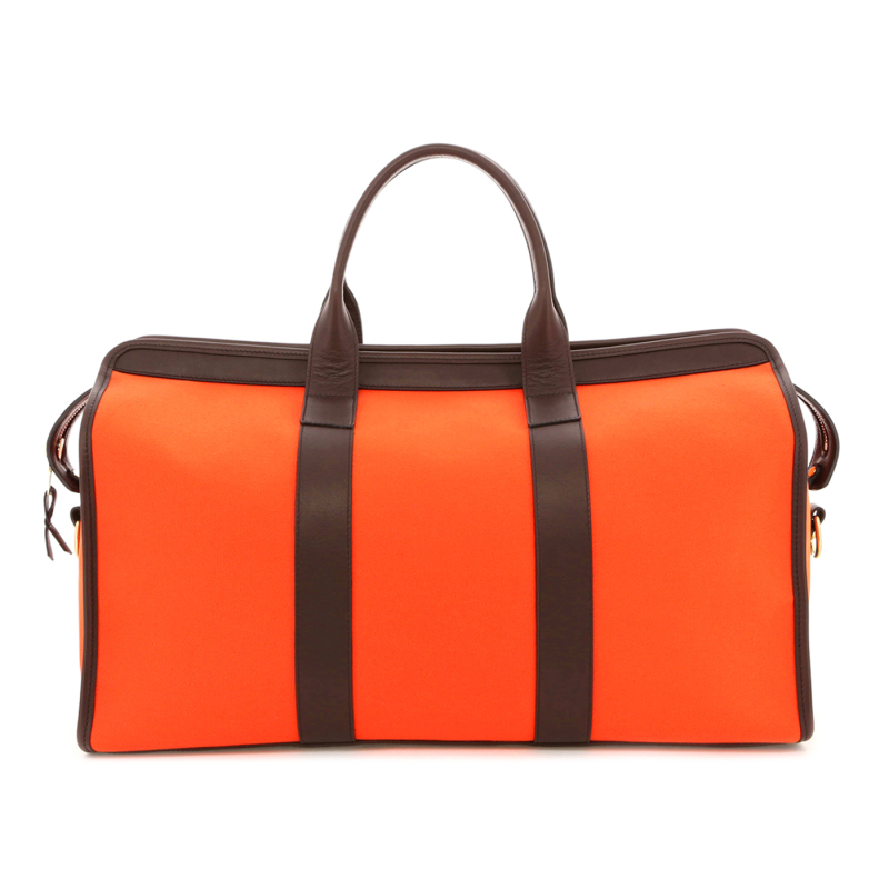 Signature Travel Duffle - Orange Canvas / Chocolate Tumbled - Forest Green Sunbrella in 