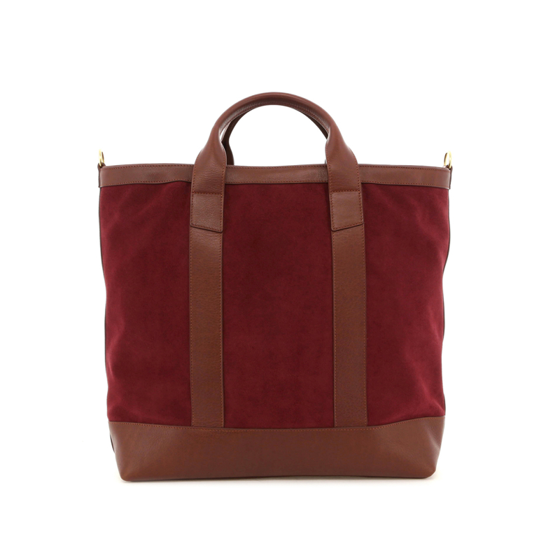Tall Tote - Burgundy Suede / Chestnut Tumbled - Zipper Closure - 4