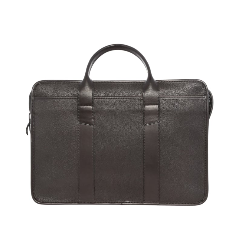 Bound Edge Zip-Top Briefcase - Black/Black - Goatskin/Tumbled - Silver Hardware in 