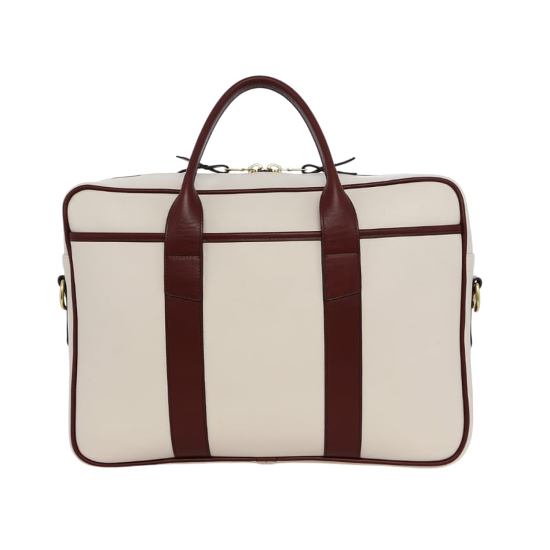 Commuter Briefcase - Turtle Dove/Burgundy - Smooth Pebbled - Leather Lined  in 