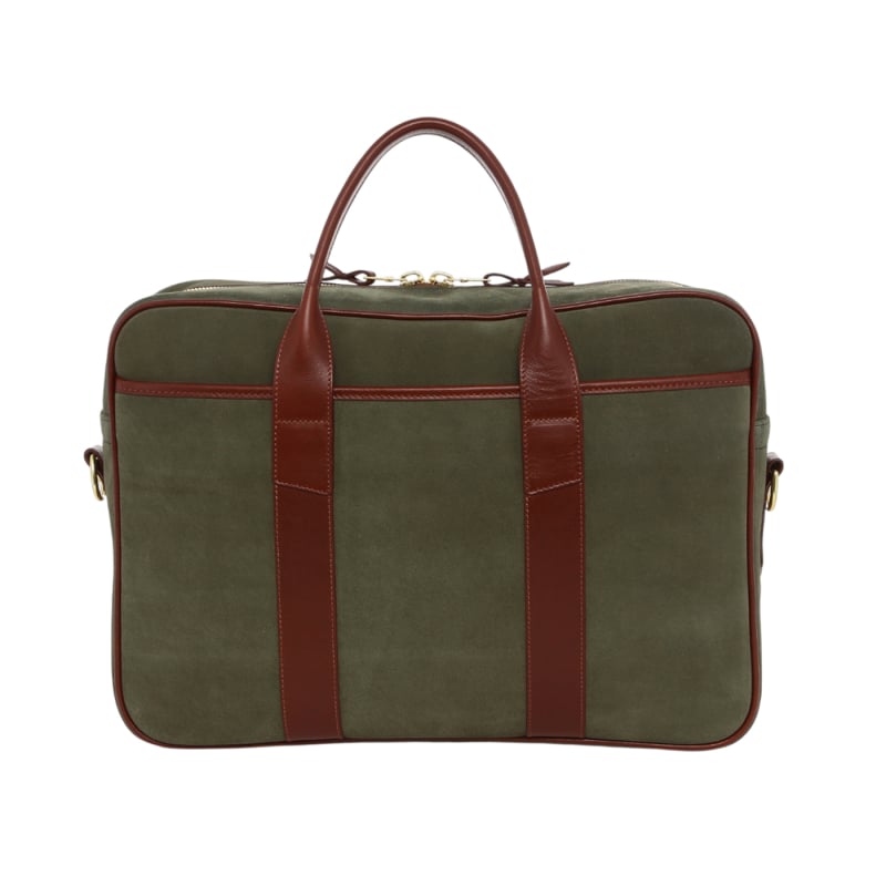 Commuter Briefcase - Thyme/Chestnut- Suede in 