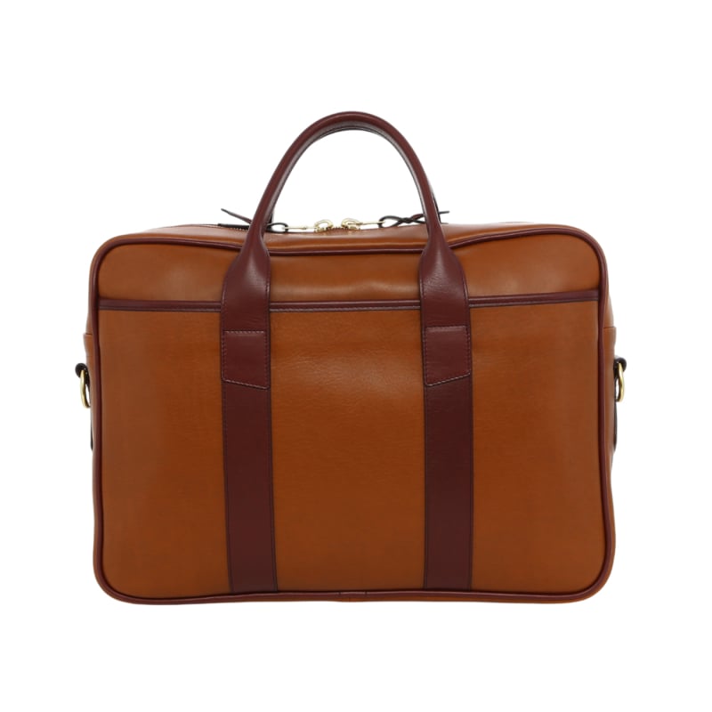 Commuter Briefcase - Caramel Cafe/Burgundy - Tumbled Leather in 