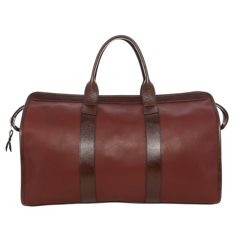 Signature Travel Duffle - Burgundy/Rum Raisin - Tumbled Leather - Olive Canvas  in 