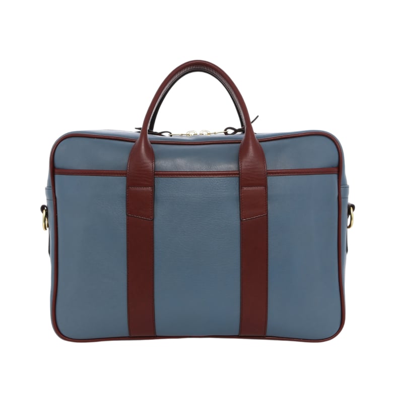 Commuter Briefcase - Bluestone/Burgundy - Tumbled Leather in 