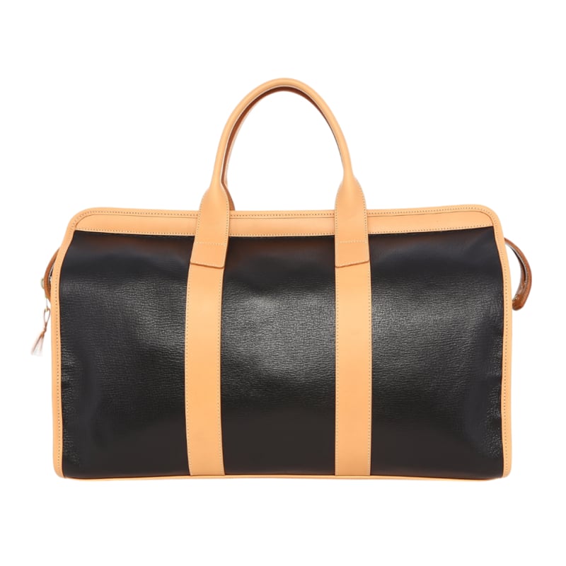 Signature Travel Duffle - Black/Natural - Soft Textured Leather - Charcoal Sunbrella in 