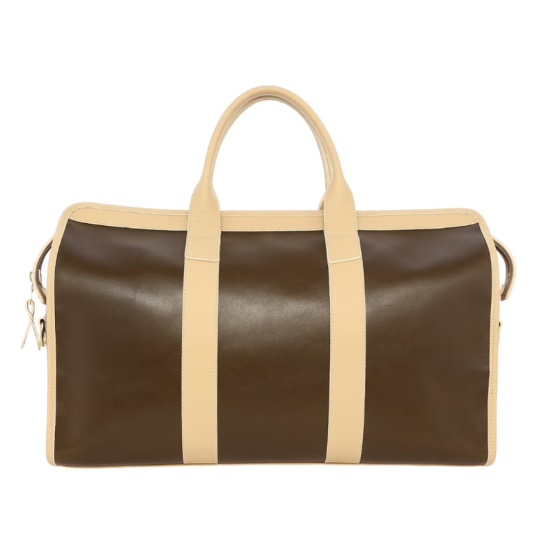 Signature Travel Duffle - Olive/Warm Sand - Tumbled Leather - Charcoal Sunbrella in 