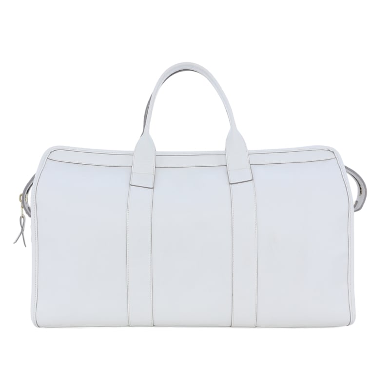 Signature Travel Duffle - White - Smooth Leather - Midnight Sunbrella in 