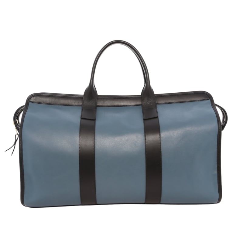 Signature Travel Duffle - Bluestone/Black - Tumbled Leather - Charcoal Sunbrella in 
