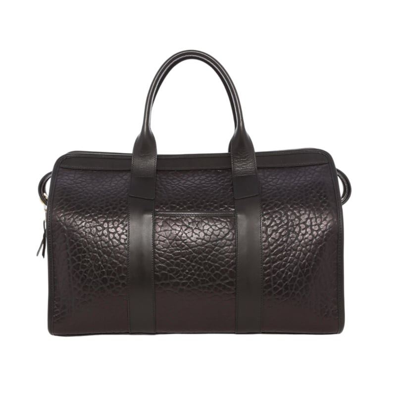 Small Travel Duffle - Black - Shrunken Grain Leather - Interior Organizer  in 