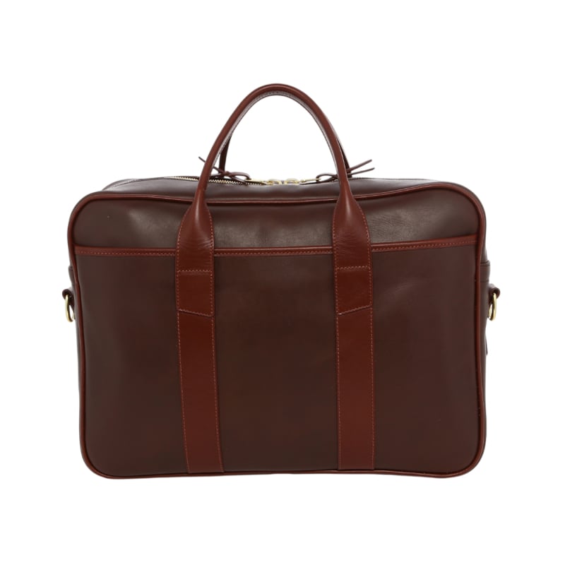 Commuter Briefcase - Bitter Chocolate/Rum Raisin - Tumbled Leather in 