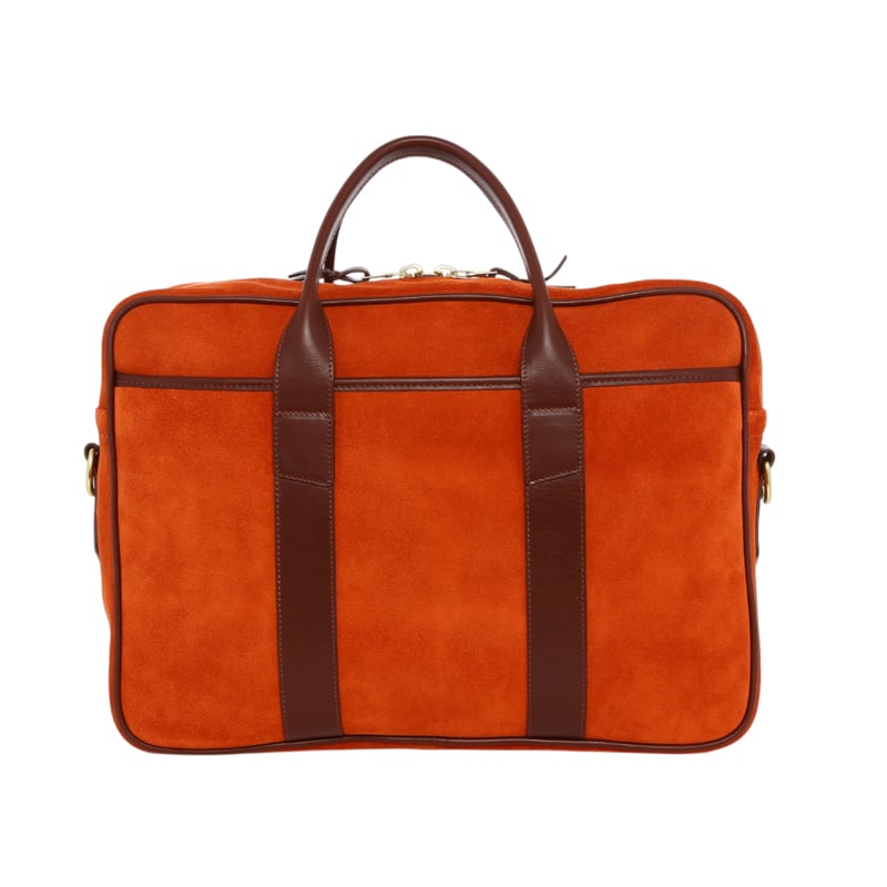 Commuter Briefcase - Orange Rust/Rum Raisin - Suede  in 
