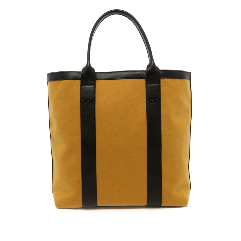 Tall Tote - Ochre Felt / Black Leather Trim - Black Sunbrella Interior in 
