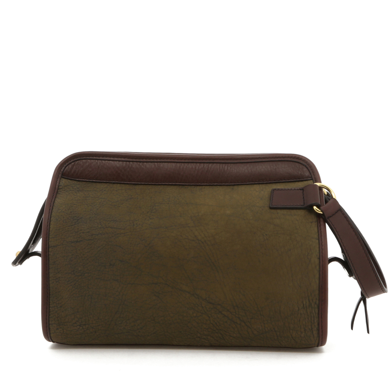 Large Travel Kit - Olive / Chocolate Trim - Nubuck Goat in 