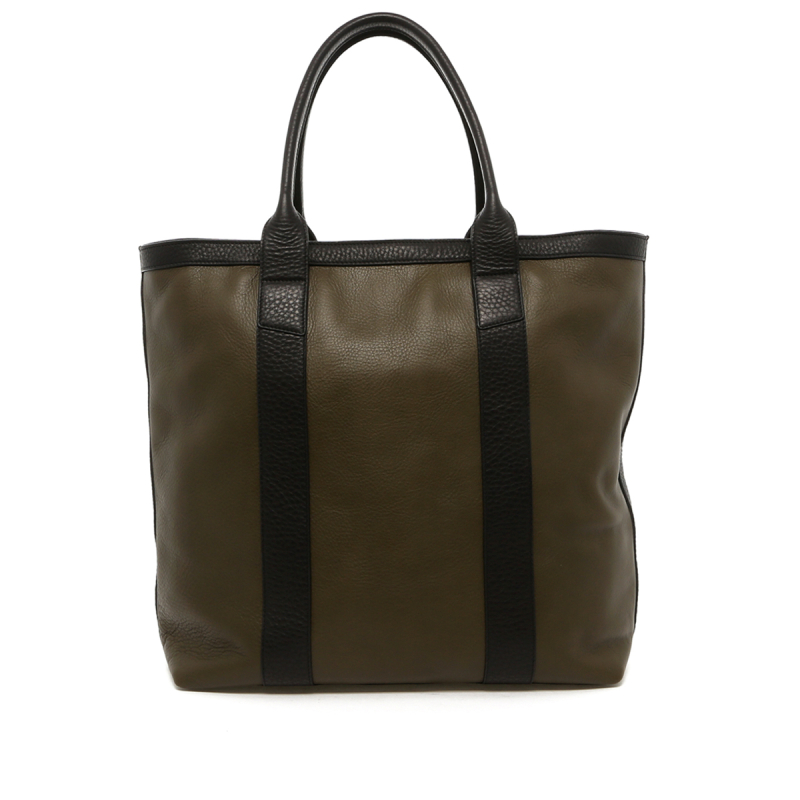 Tall Tote - Olive / Black Trim - Tumbled - Blue Cordura Interior - Zip-Top Closure in 