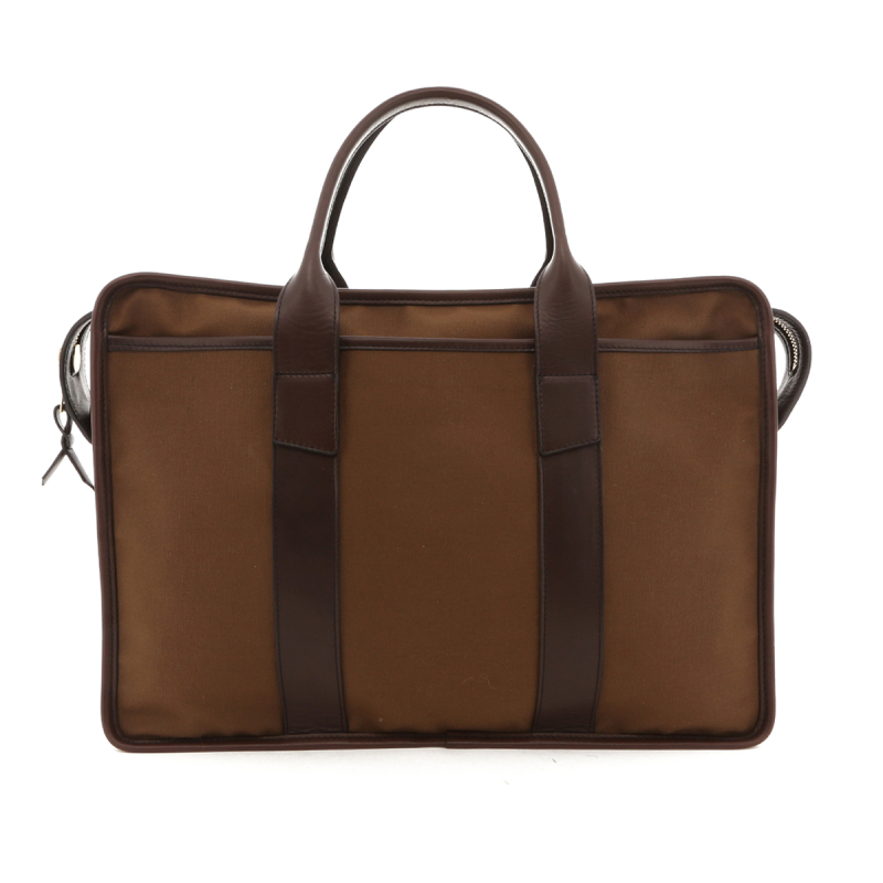 Bound Edge Zip-Top Briefcase - Otter Brown/Chocolate - Canvas in 