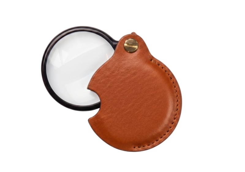 Pocket Magnifying Glass-Cognac in smooth tumbled leather
