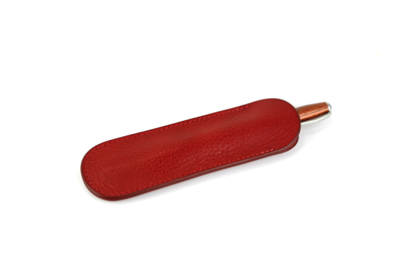 Fountain Pen Sleeve -Red in smooth tumbled leather