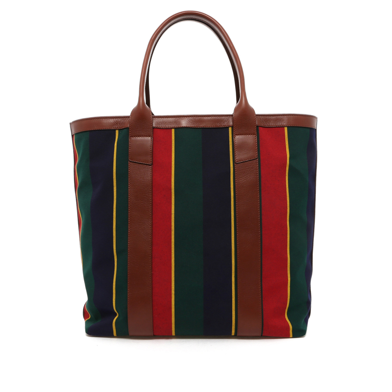 Tall Tote - Regimental/Chestnut Trim - Sunbrella - Zip-Top Closure in 