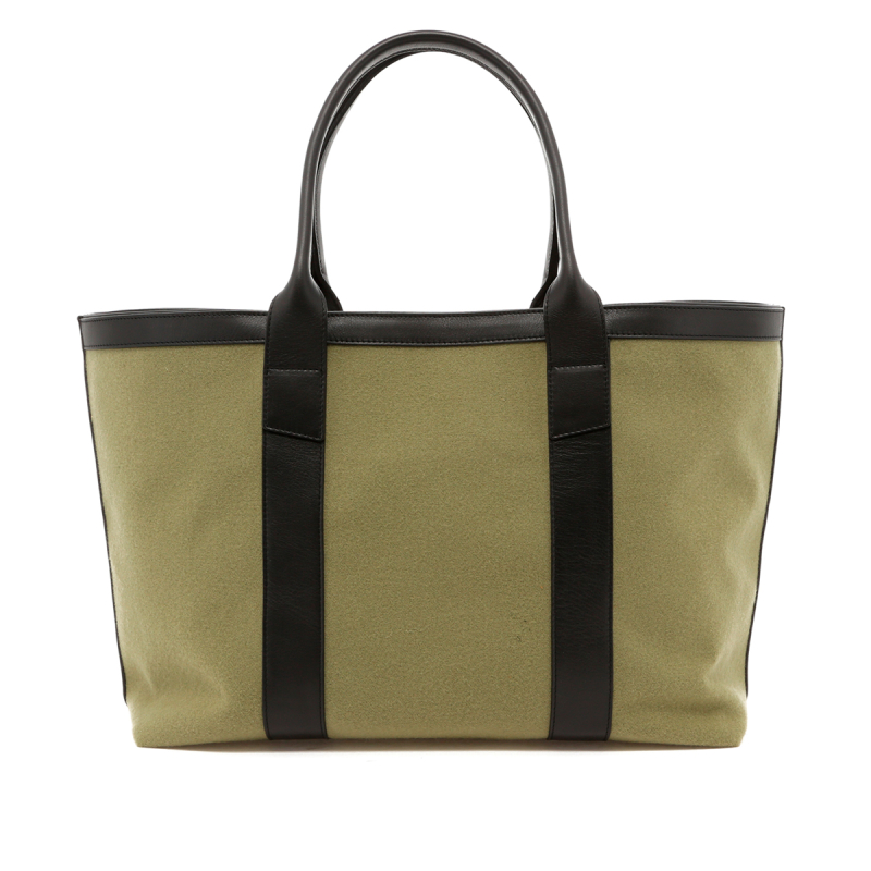 Large Working Tote - Sage/Ochre Felt - Black Leather Trim in 