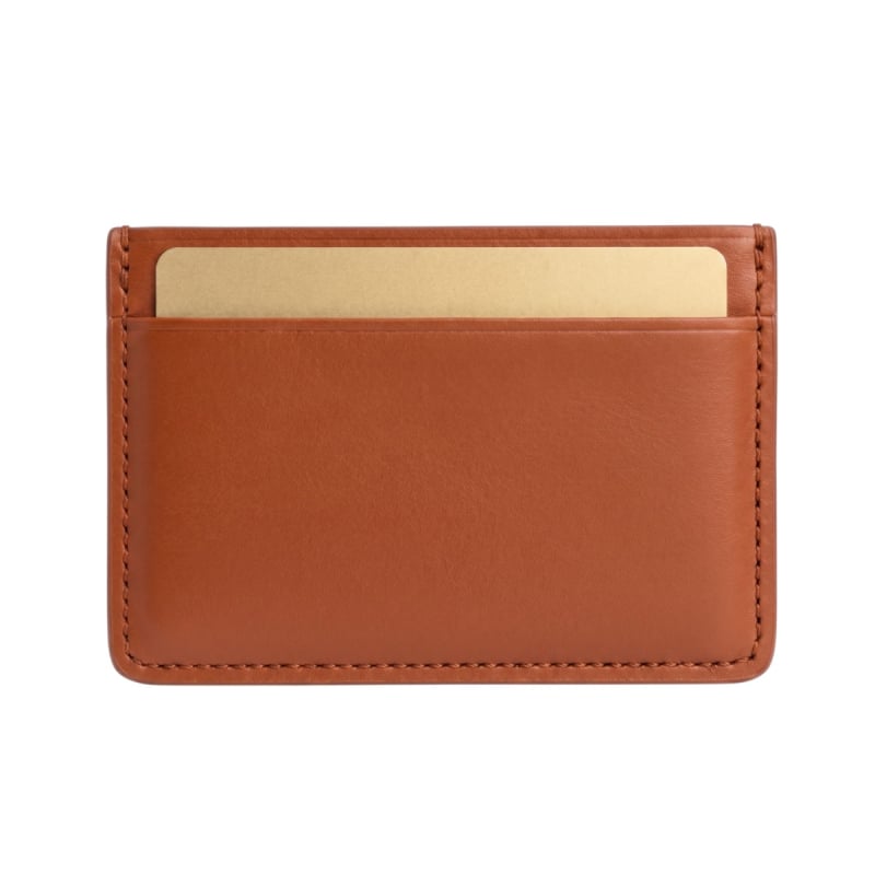 Mini Card Wallet-Cognac in smooth tumbled leather