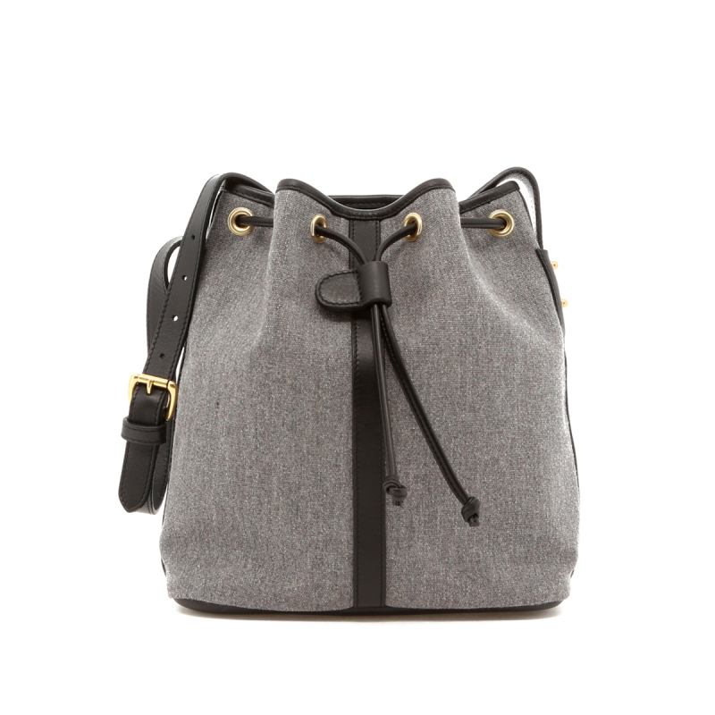 Bucket Bag - Slate Heritage Sunbrella/ Black Trim in 