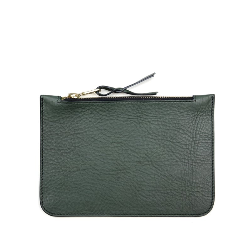 Small Leather Zipper Pouch in smooth tumbled leather