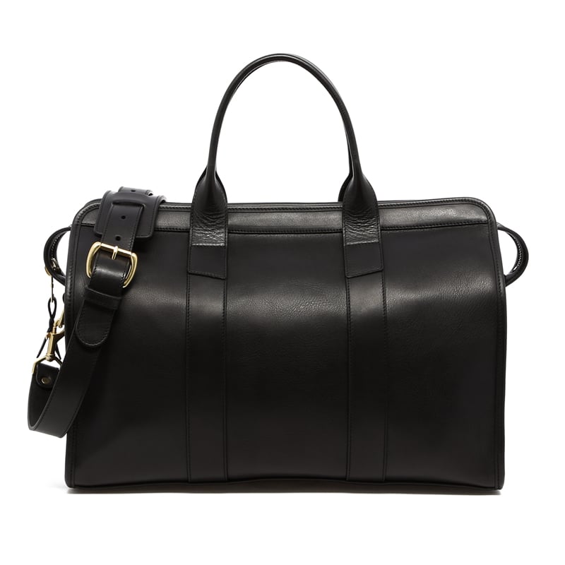 Small Travel Duffle -Black-Sunbrella Lining with Pocket in smooth tumbled leather
