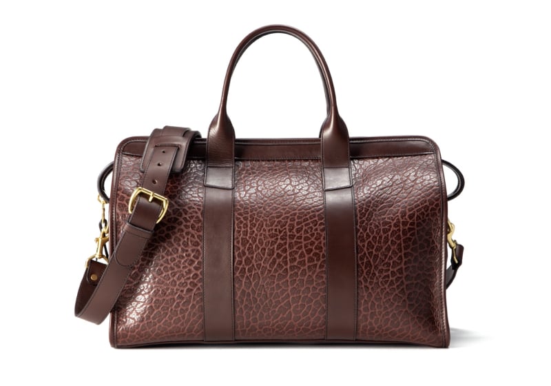 TRAVEL DUFFLE - SMALL-Chocolate in shrunken grain leather