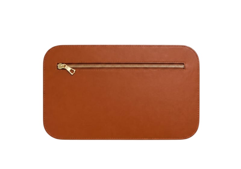 Small Pencil Case Clutch -Cognac in smooth tumbled leather