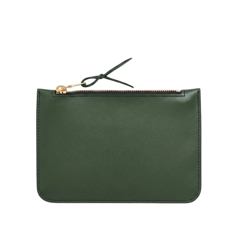 Small Leather Zipper Pouch in smooth tumbled leather