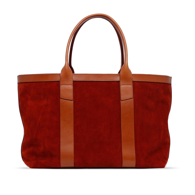 Large Working Tote - Rust/Cognac - Suede in 