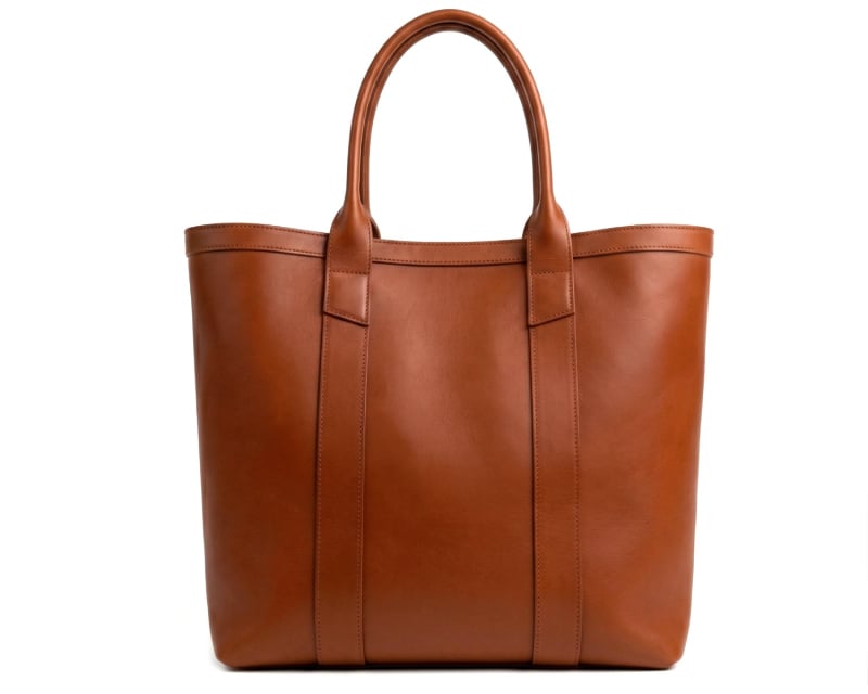 Tall Tote -Cognac-Unlined in smooth tumbled leather