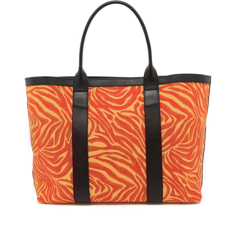 Signature Working Tote - Tango/Citrus Animal Print - Black Trim in 