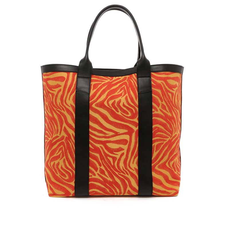 Tall Tote - Tango/Citrus Animal Print Canvas - Black Trim in 