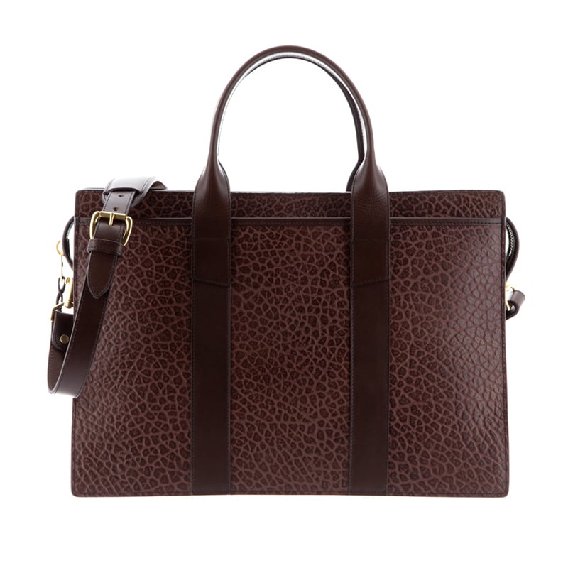 Zip-Top Briefcase in shrunken grain leather