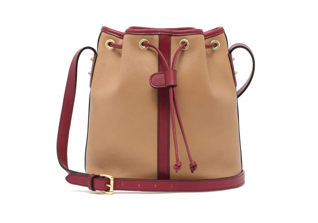 tumbled leather bucket bag