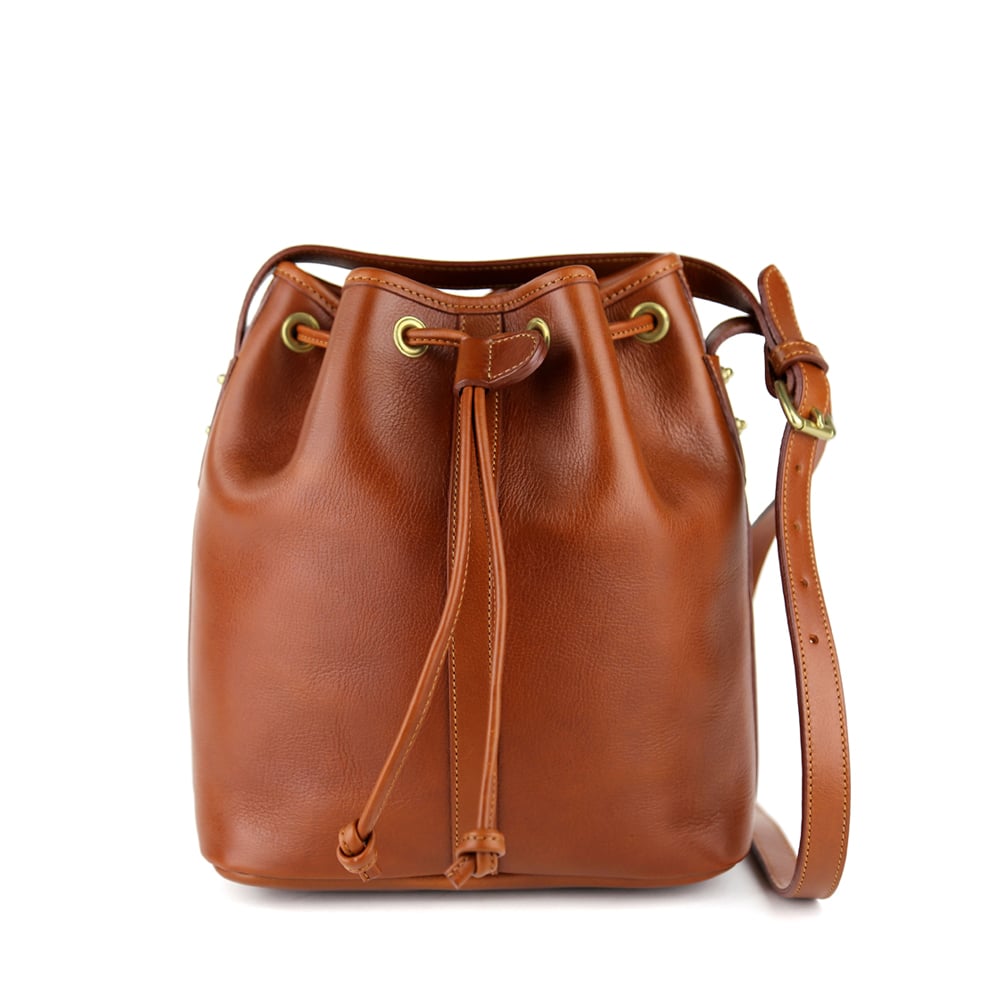 tumbled leather bucket bag